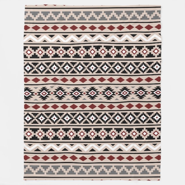 Aztec Essence II Pattern Black White Grey Fleece Blanket (Front)