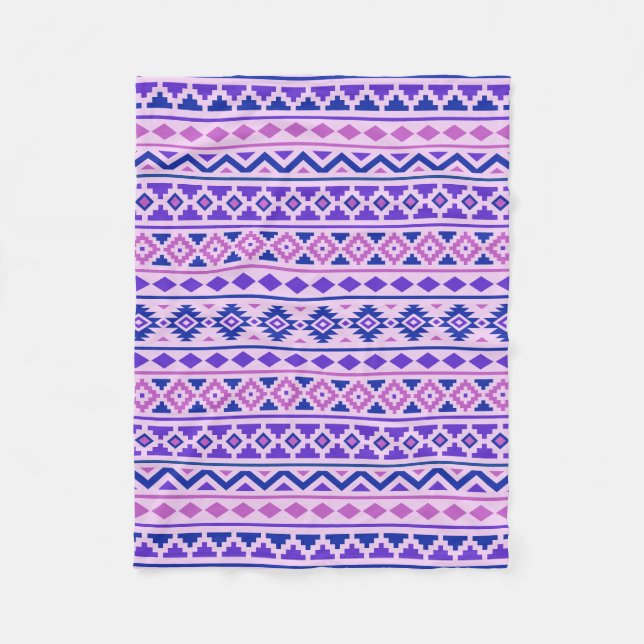 Aztec Essence II Pattern Pinks Blue Purple Fleece Blanket (Front)