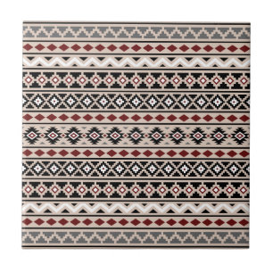 Aztec Essence II Ptn Black White Grey Red Sand Ceramic Tile