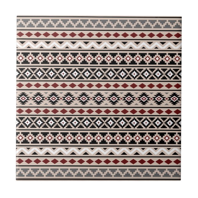 Aztec Essence II Ptn Black White Grey Red Sand Ceramic Tile (Front)