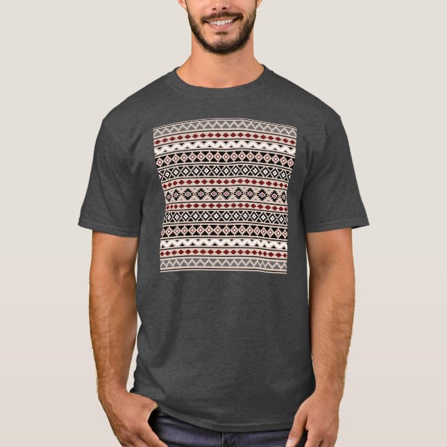 Aztec Essence II Ptn (H) Black White Gray Red Sand T-Shirt (Front)