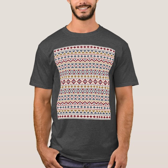 Aztec Essence II Ptn Red Blue Gold Cream T-Shirt (Front)