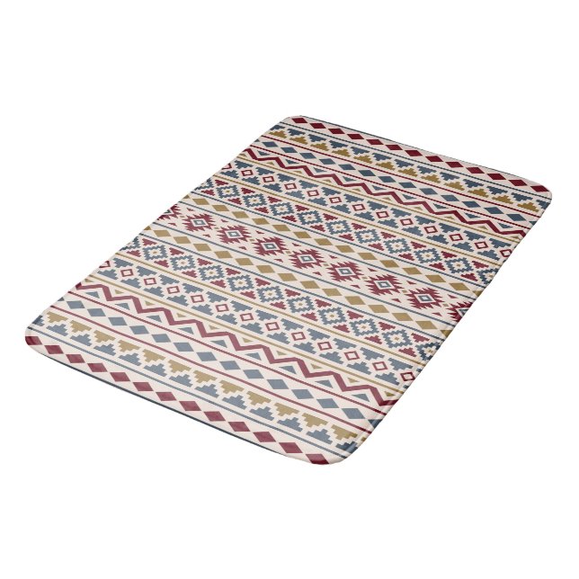 Aztec Essence II (V) Ptn Red Blue Gold Cream Bath Mat (Angled)