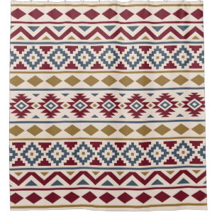 Aztec Essence III Ptn Red Blue Gold Cream Shower Curtain