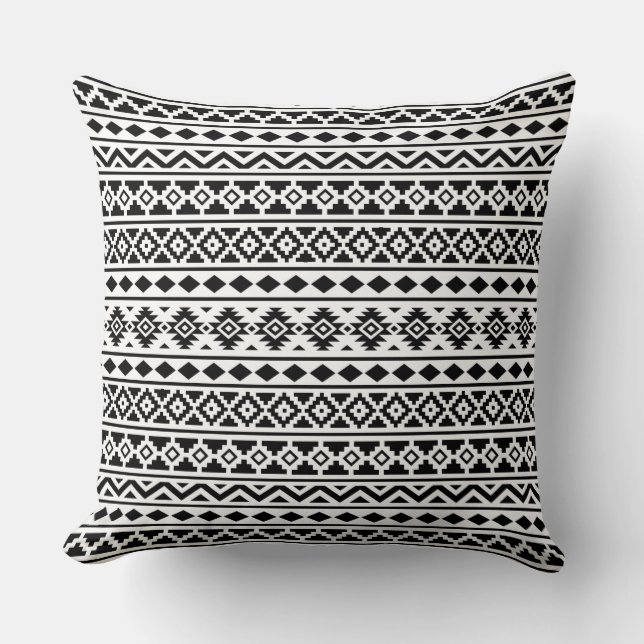 Aztec Essence Pattern II Black on White Cushion (Front)