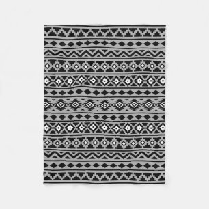 Aztec Essence Pattern II Black White Gray Fleece Blanket