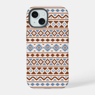 Aztec Essence Pattern II Rust Blue Cream iPhone 15 Case