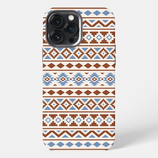 Aztec Essence Pattern II Rust Blue Cream iPhone Case (Back)