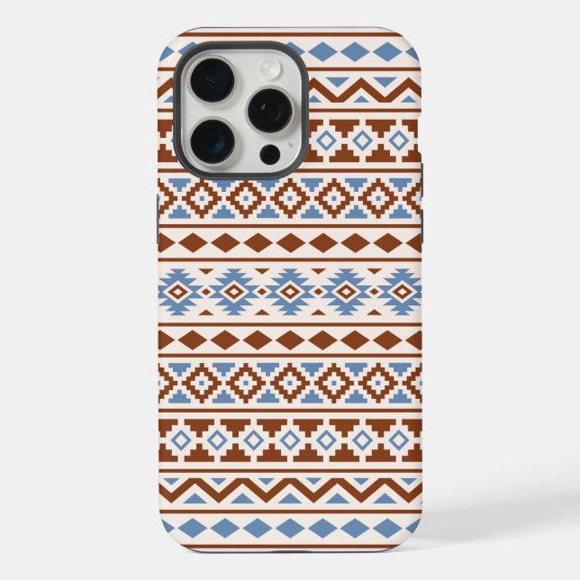 Aztec Essence Pattern II Rust Blue Cream iPhone Case (Back)