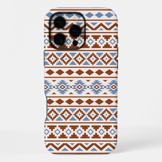 Aztec Essence Pattern II Rust Blue Cream iPhone Case (Back)