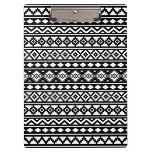 Aztec Essence Pattern II White on Black Clipboard