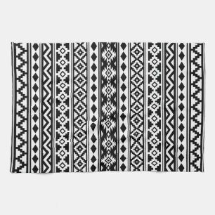 Aztec Essence Pattern IIb Black & White Tea Towel