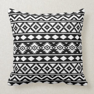 Aztec Essence Pattern III White on Black Cushion