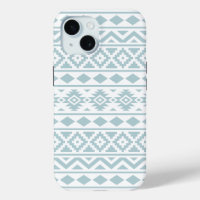 Aztec Essence Ptn III Duck Egg Blue on White