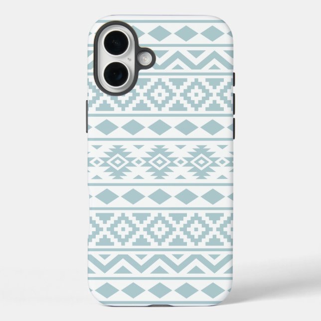 Aztec Essence Ptn III Duck Egg Blue on White Case-Mate iPhone Case (Back)
