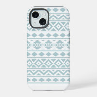Aztec Essence Ptn III Duck Egg Blue on White