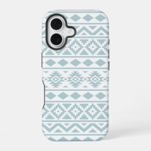 Aztec Essence Ptn III Duck Egg Blue on White iPhone 16 Case