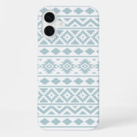 Aztec Essence Ptn III Duck Egg Blue on White