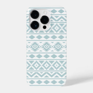 Aztec Essence Ptn III Duck Egg Blue on White iPhone 14 Pro Case
