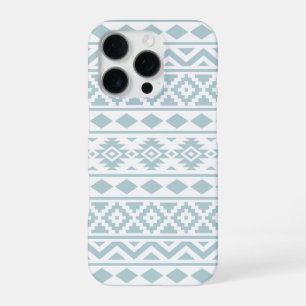 Aztec Essence Ptn III Duck Egg Blue on White iPhone 16 Pro Case