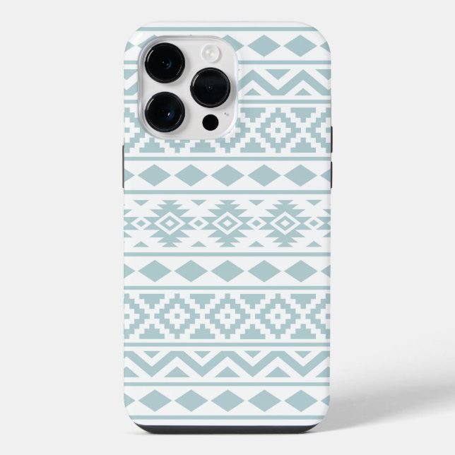 Aztec Essence Ptn III Duck Egg Blue on White iPhone Case (Back)