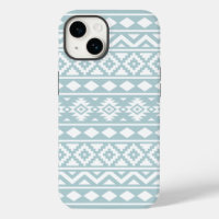 Aztec Essence Ptn III White on Duck Egg Blue