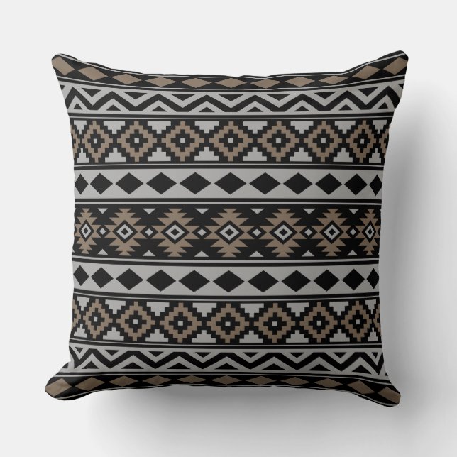 Aztec Essence Ptn IIIb Black Grey Brown Cushion (Front)