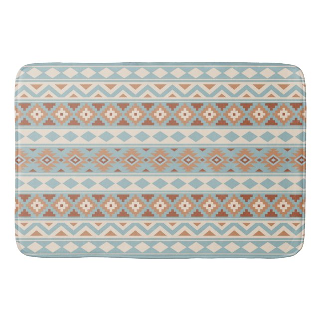 Aztec Essence Ptn IIIb Blue Cream Terracottas Bath Mat (Front)