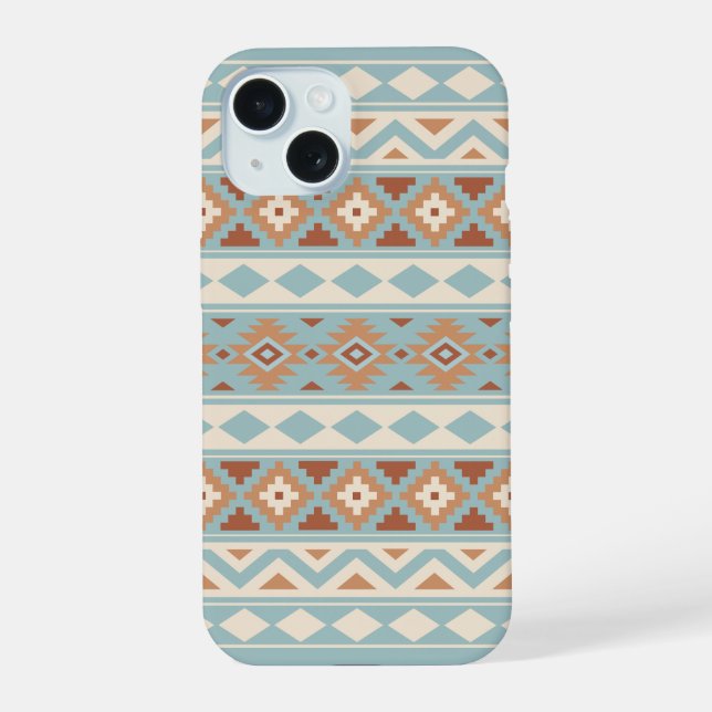 Aztec Essence Ptn IIIb Blue Cream Terracottas iPhone 15 Case (Back)