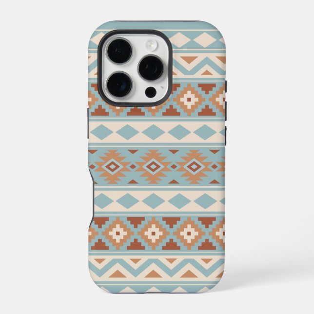 Aztec Essence Ptn IIIb Blue Cream Terracottas iPhone Case (Back)