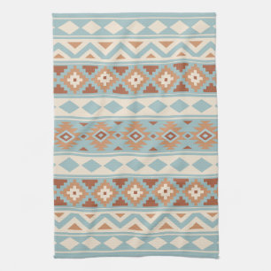 Aztec Essence Ptn IIIb Blue Cream Terracottas Tea Towel