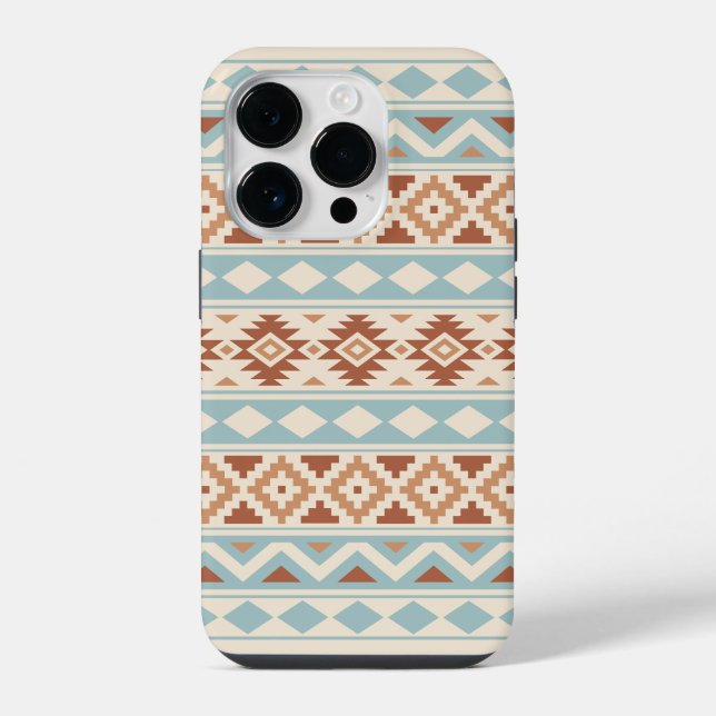 Aztec Essence Ptn IIIb Blue Terracottas Cream iPhone Case (Back)