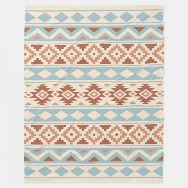 Aztec Essence Ptn IIIb Cream Blue Terracottas Fleece Blanket (Front)