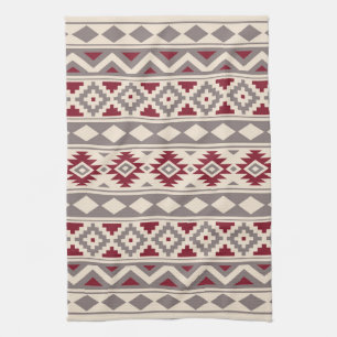 Aztec Essence Ptn IIIb Cream Taupe Red Tea Towel