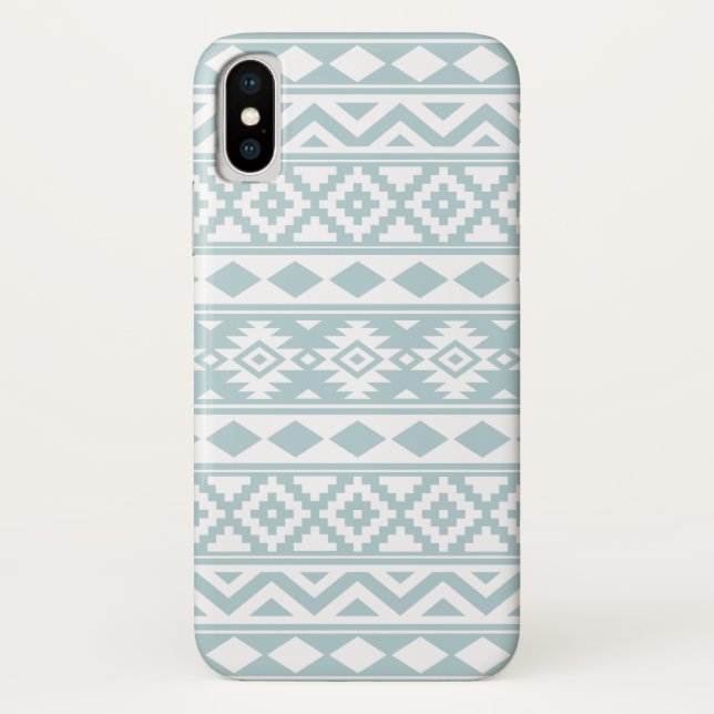 Aztec Essence Ptn IIIb Duck Egg Blue & White Case-Mate iPhone Case (Back)