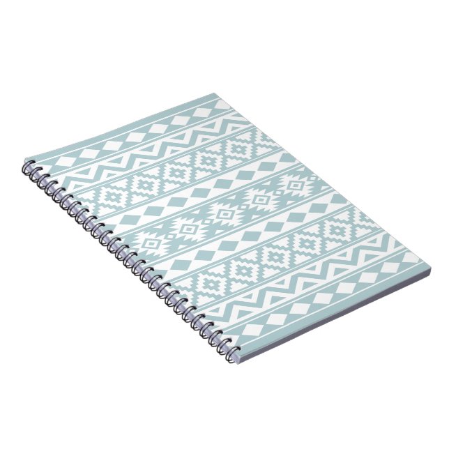 Aztec Essence Ptn IIIb Duck Egg Blue & White Notebook (Right Side)