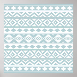 Aztec Essence Ptn IIIb Duck Egg Blue & White Poster