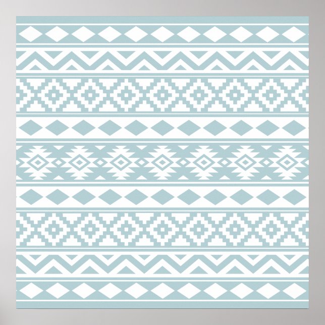 Aztec Essence Ptn IIIb Duck Egg Blue & White Poster (Front)