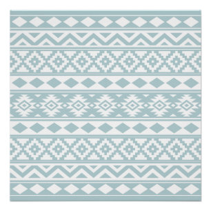 Aztec Essence Ptn IIIb Duck Egg Blue & White Poster