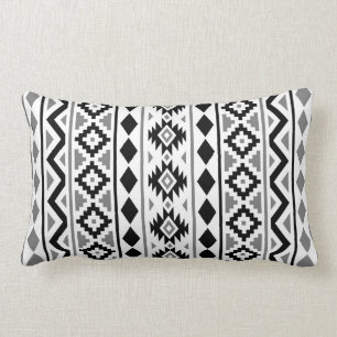 Aztec Essence (V) Pattern III Black White Grey Lumbar Cushion
