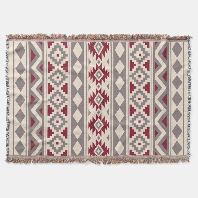 Aztec Essence V Ptn IIIb Cream Taupe Red Throw Blanket (Front)