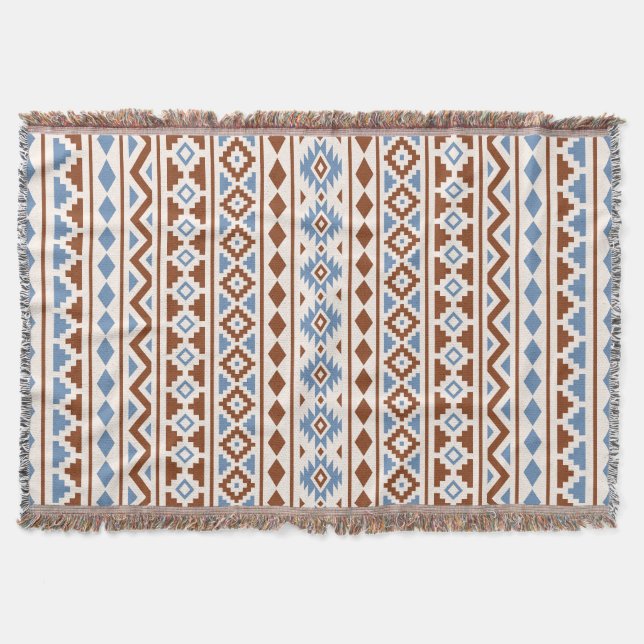 Aztec Essence Vertical Ptn II Rust Blue Cream Throw Blanket (Front)