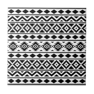Aztec Essence Vertical Ptn III Black on White Tile