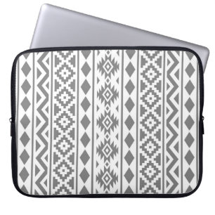 Aztec Essence Vertical Ptn III Grey on White Laptop Sleeve