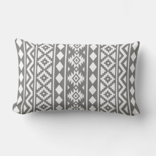 Aztec Essence Vertical Ptn III White on Grey Lumbar Cushion