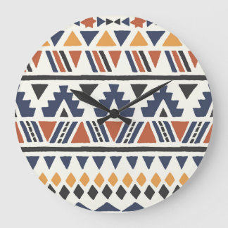 Aztec Ethnic: Hand Drawn Seamless Large Clock