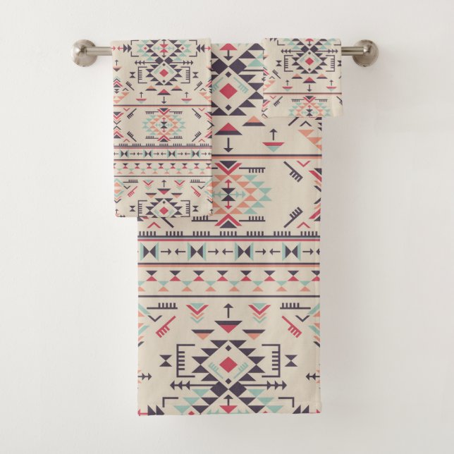 Aztec Ethnic Tribal Pattern Bath Towel Set (Insitu)