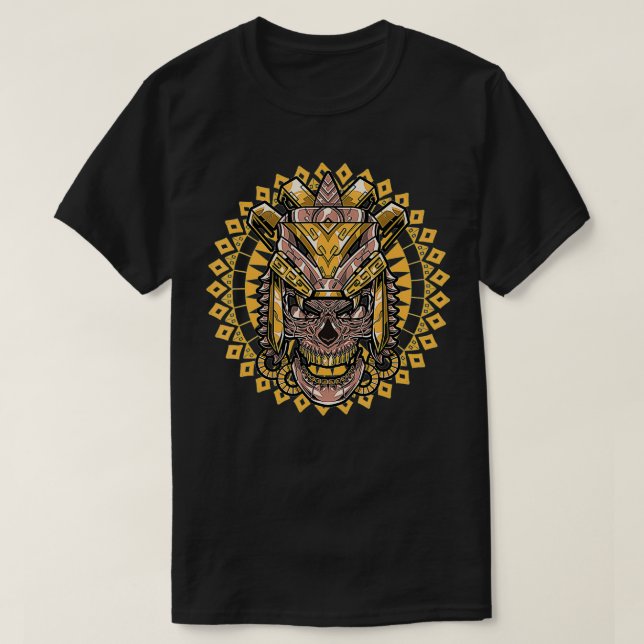 Aztec Face Mask Warrior Culture Nation Archeology  T-Shirt (Design Front)