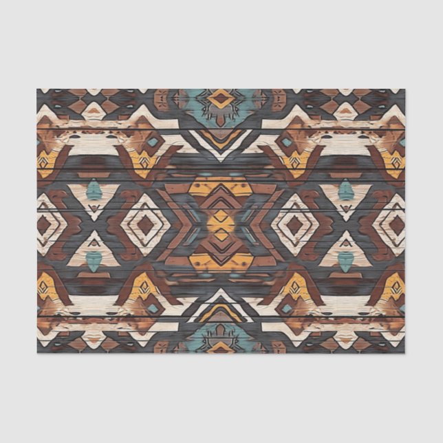 Aztec Faux wood tile pattern decoupage  Tissue Paper (Front)