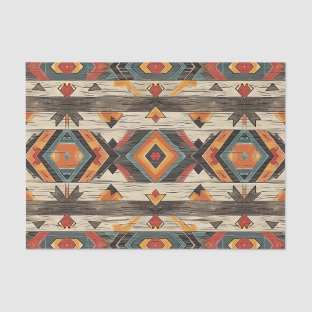 Aztec Faux wood tile pattern decoupage  Tissue Paper (Front)